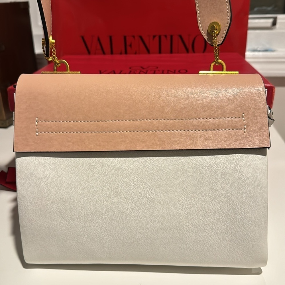 NWT Valentino Leather Shoulder Bag with Red Detail and Gold Hardware - Picture 11 of 12